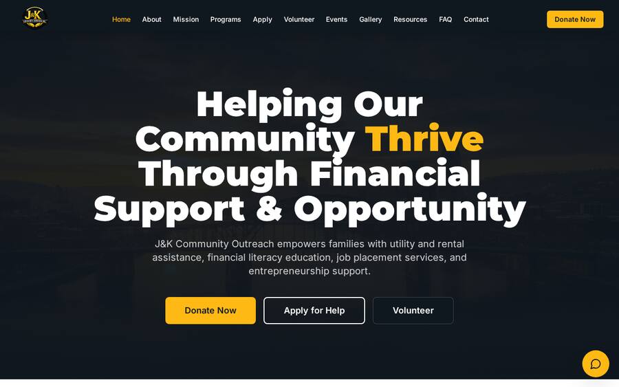 J&K Community Outreach website built by 180 Digital Solutions