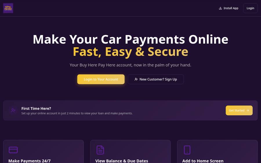 Premier Auto Pay website built by 180 Digital Solutions