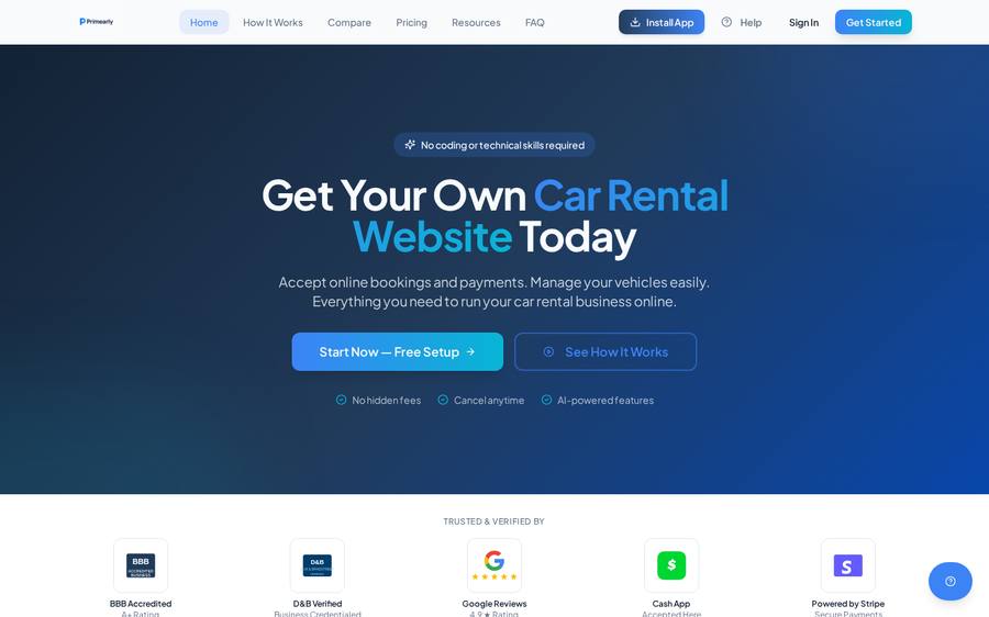 Primearly website built by 180 Digital Solutions